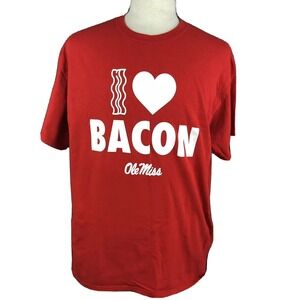 Ole Miss Rebels I Love Bacon T-Shirt Size XL Rebel Rags SEC Football Mississippi